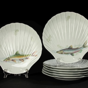 Set of 7 Fish Plates - Limoges