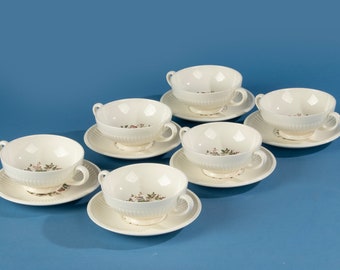 Set of 6 Porcelain Soup Bowls and Saucers - Wedgwood - Conway