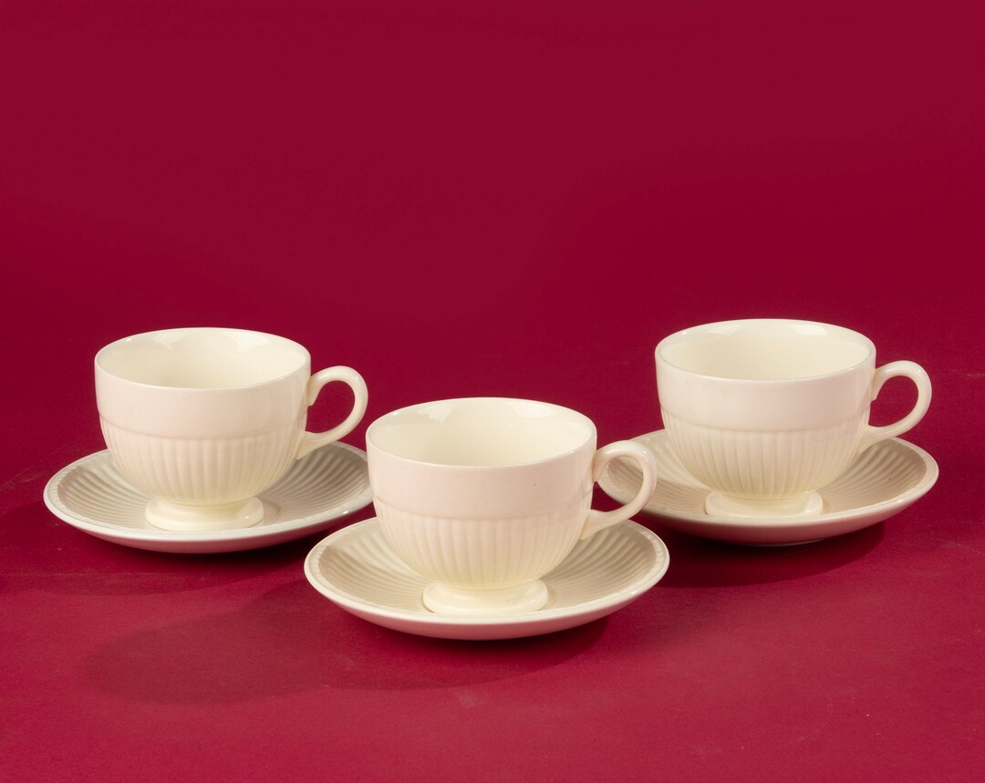 Set of 3 Large Tea Cups and Saucers Wedgwood Edme Etsy