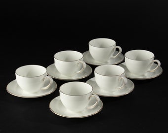 Set mit 6 Teetassen und Untertassen – Wedgwood – Aurora