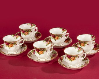 Set di 6 tazze con piattini - Royal Albert - Old Country Roses