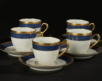 Set of 5 Coffee Cups and Saucers - Bernardaud Limoges