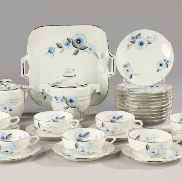 20-Piece Tea and Cake Set - Limoges - Art Deco