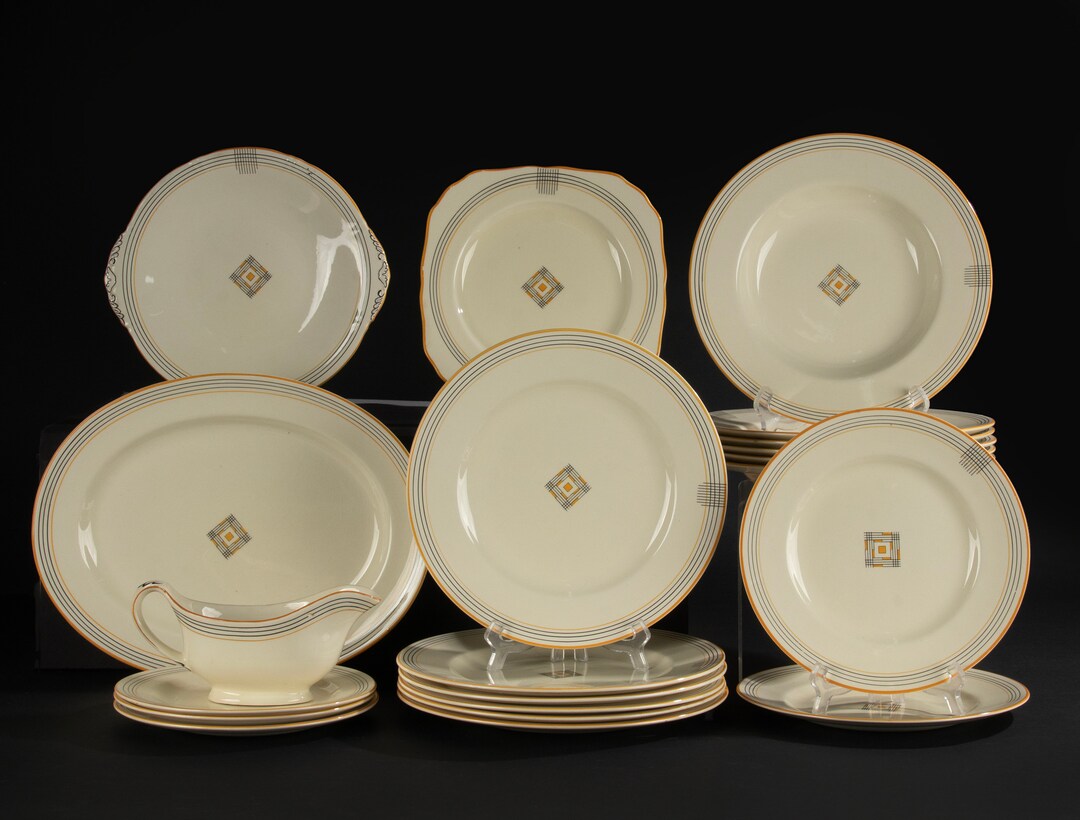 21piece Set Art Deco Dinnerware Mintons Warwick Etsy