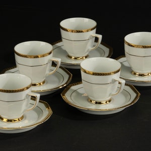 Set of 5 Coffee Cups and Saucers - Winterling