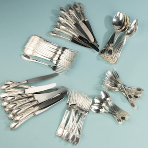 Juego de cubiertos de 84 piezas - Plateado - Completo para 12 personas