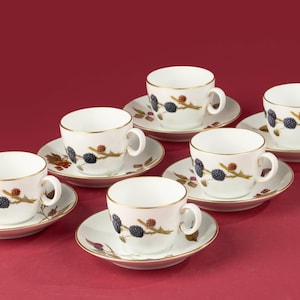 Set of 6 Teacups - Royal Worcester - Evesham