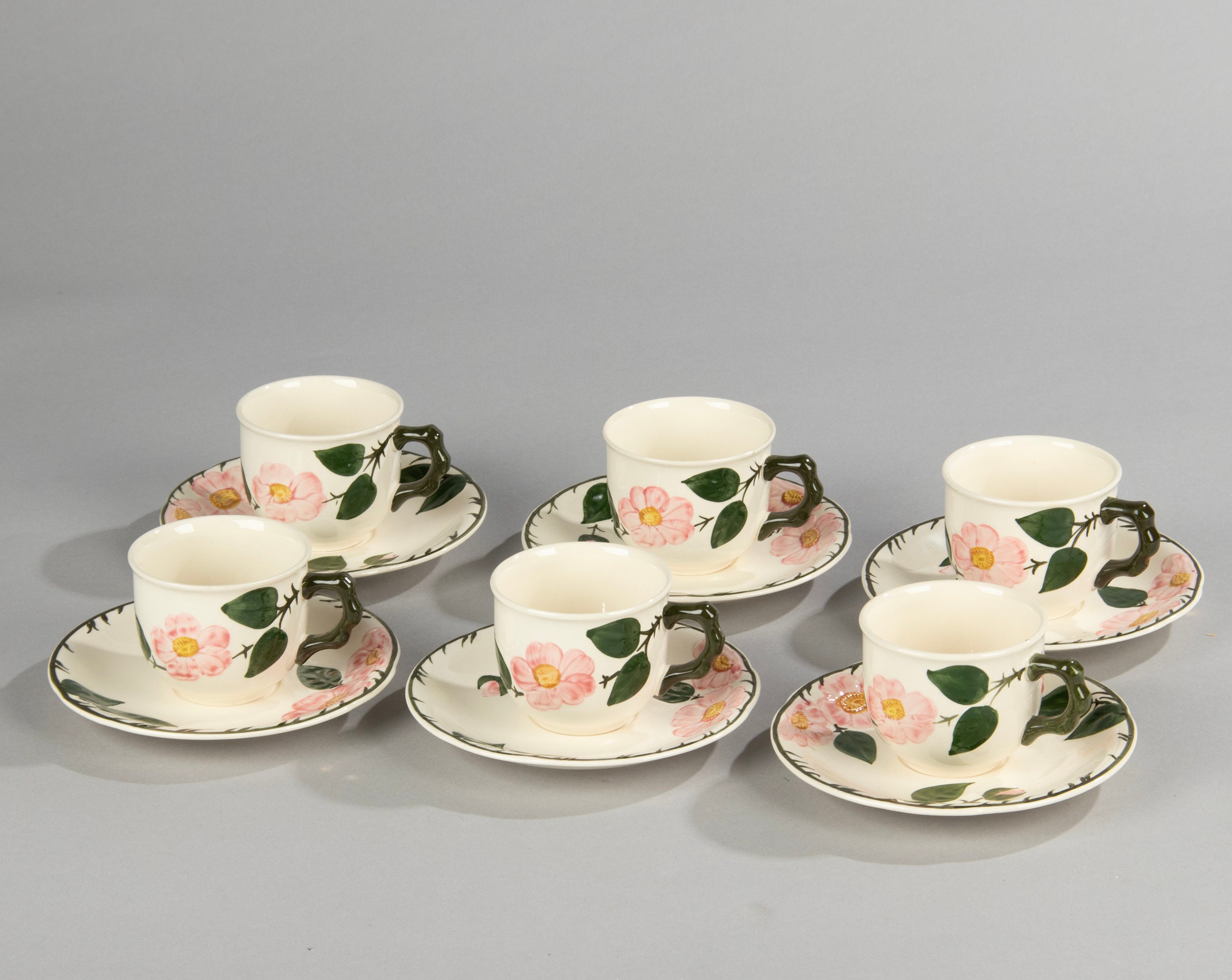 Lot De 6 Tasses Et Sous-tasses Villeroy & Boch Wildrose - Porcelaine Fleurie (occasion)