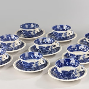 Set of 9 Teacups - Copeland - Spode Tower