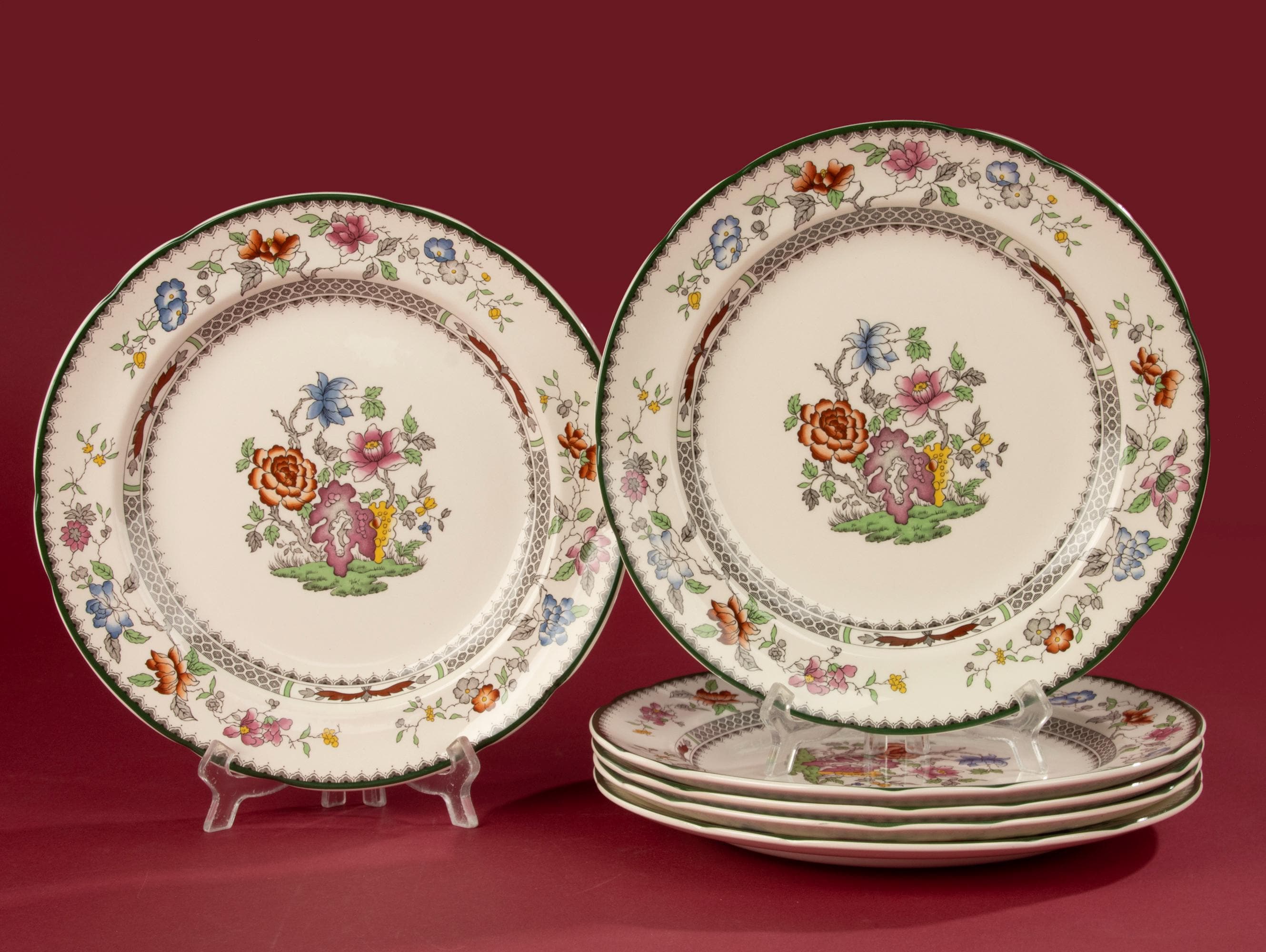 spode チャイニーズローズ　トリオ4点、ミルクジャグ、シュガーボウル、大皿 spode チャイニーズローズ トリオ4点、ミルクジャグ、シュガー