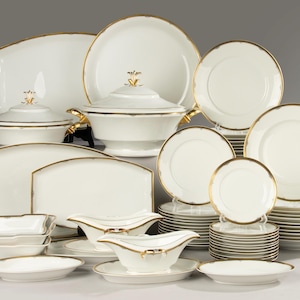 61-teiliges Speiseservice - Krautheim - Weiß mit Gold