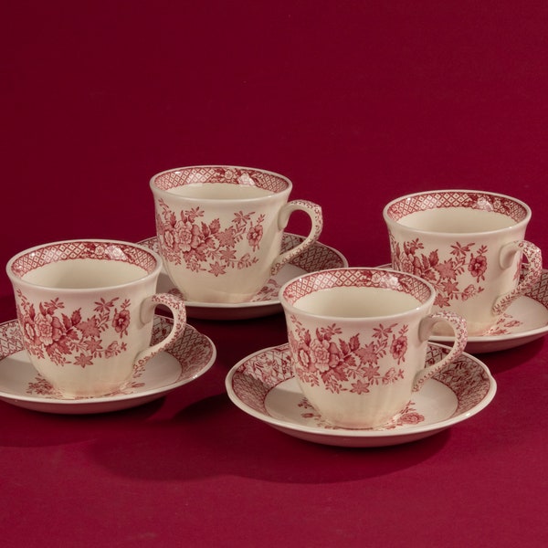 Set of 4 Coffee Cups and Saucers - Mason's - Stratford