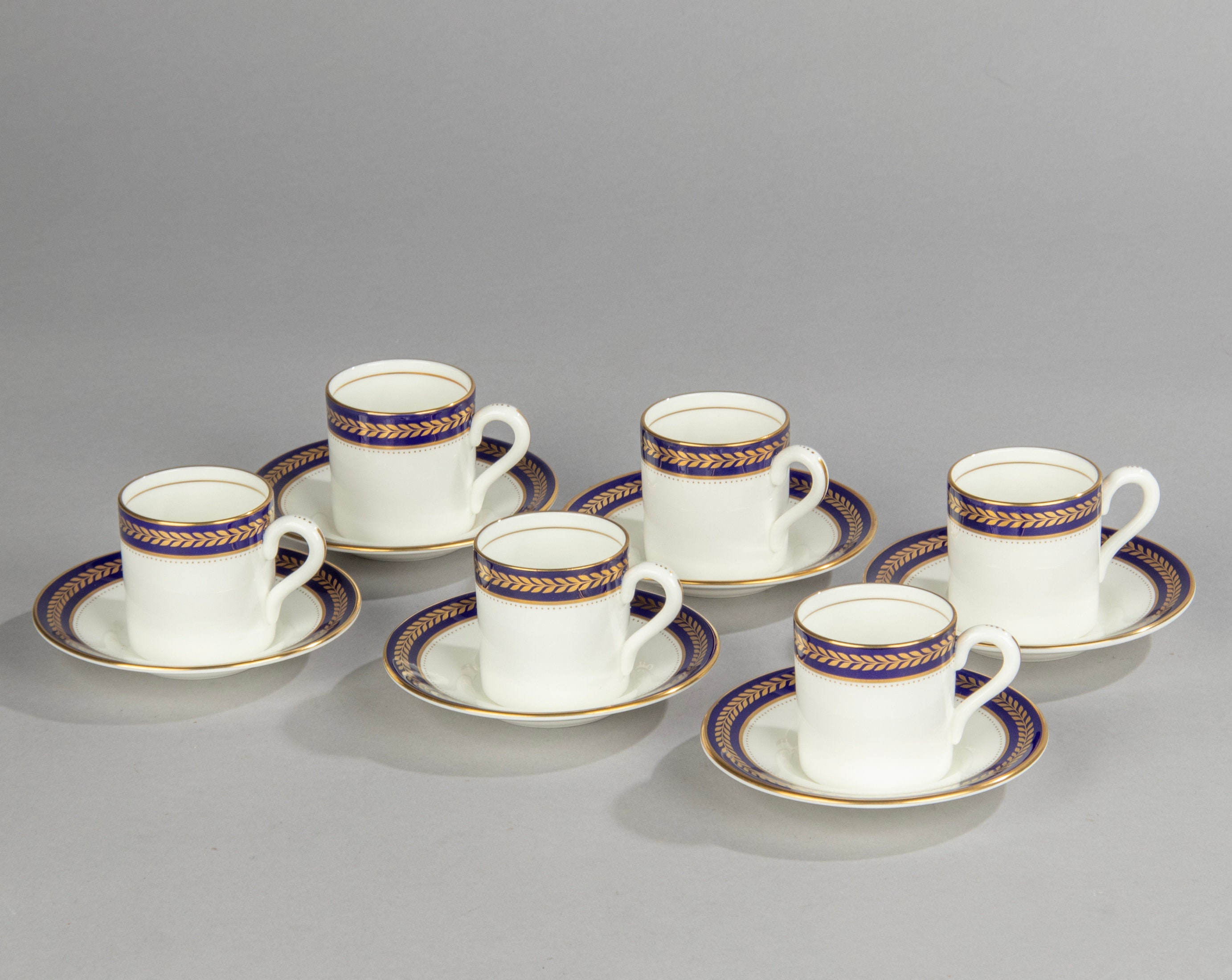 6-piece Set Coffee Cups and Saucers - Coalport Blue Wheat - Etsy
