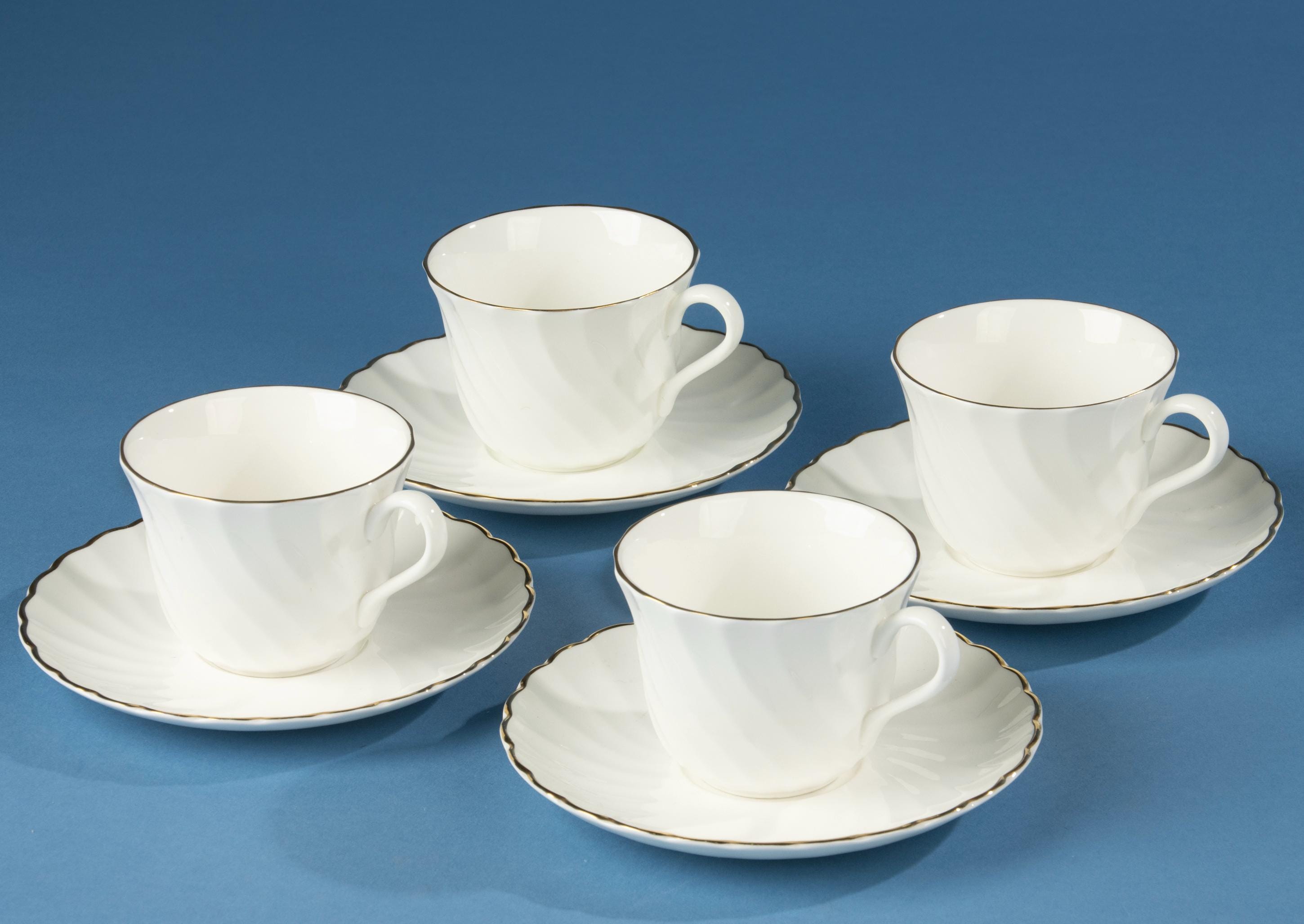 Set of 4 Teacups - Wedgwood - Gold Chelsea - Etsy