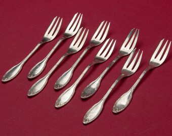 Set of 8 Silver Plated Cake Forks