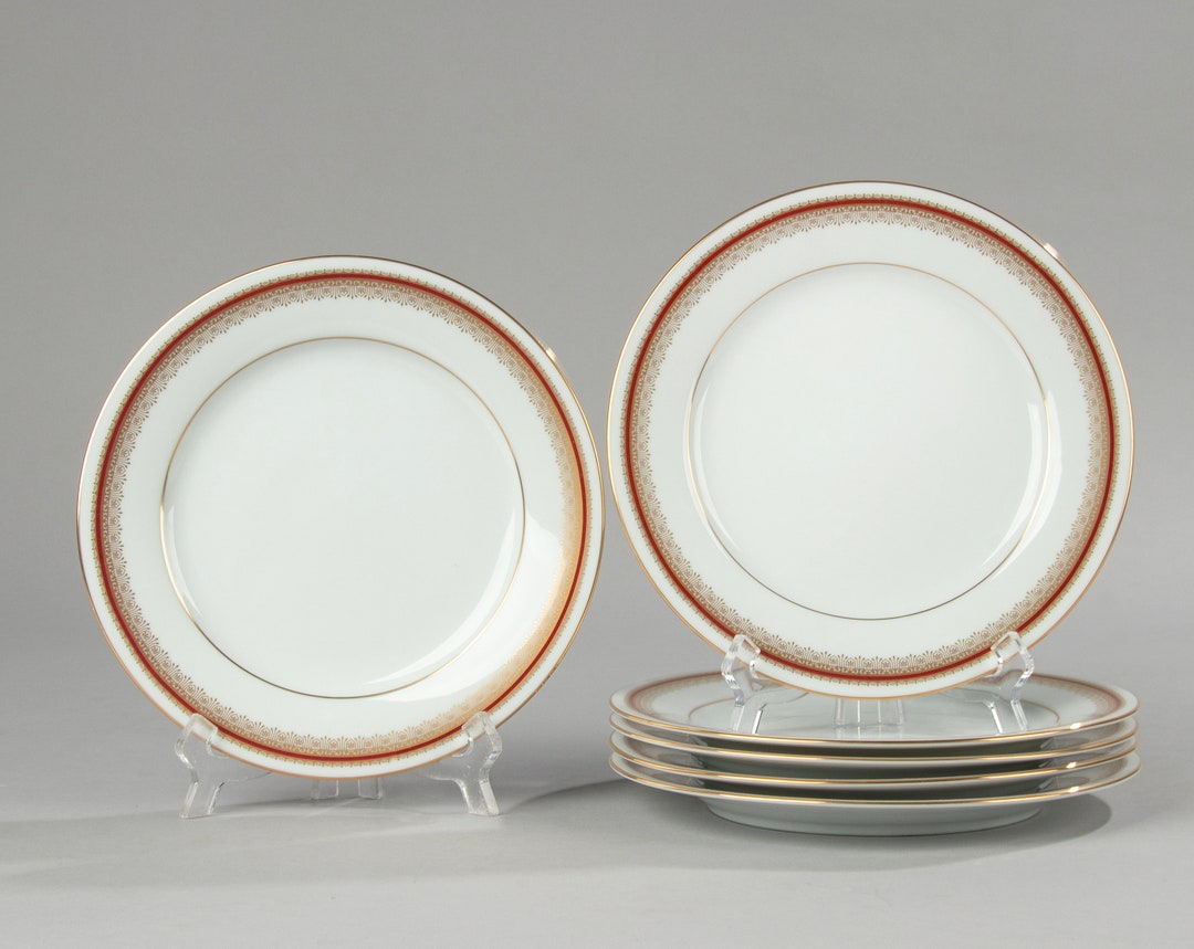Set of 6 Breakfast Plates Noritake Doral Maroon Ø21 Cm Etsy