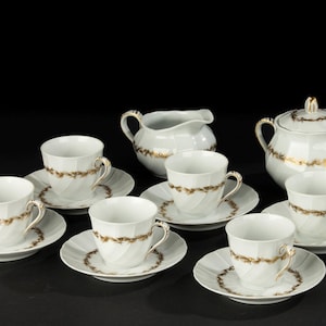 8-Piece Coffee Set - Bernardaud Limoges - Chardons Dorés