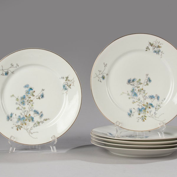 Set of 6 Antique Dinner Plates - Defuisseaux Porcelaine de Baudour