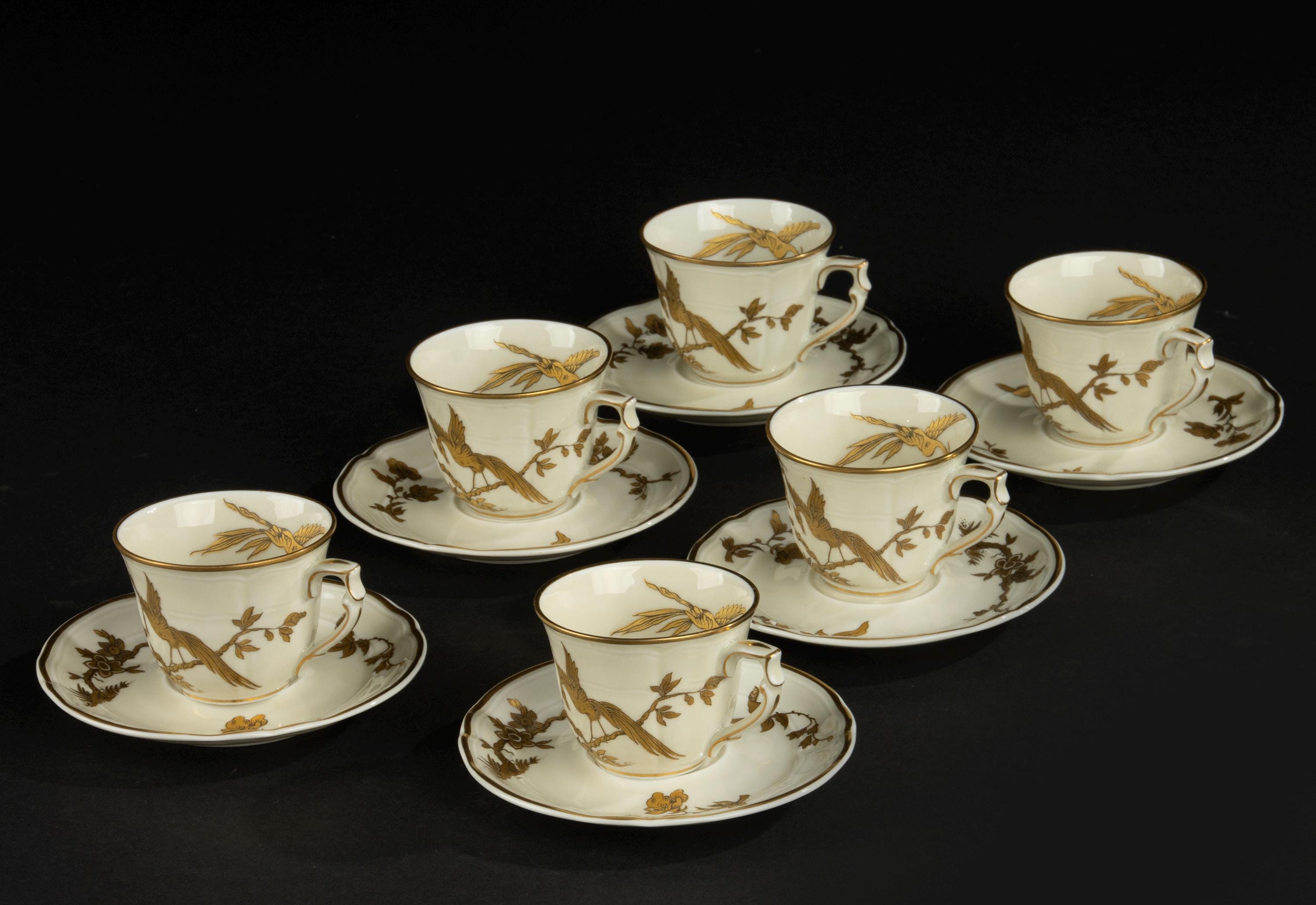Set of 6 Coffee Cups - Bernardaud Limoges - La Reine Elisabeth - Etsy