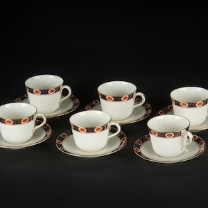 Set of 6 Cups and Saucers - Royal Crown Derby - Ambassador