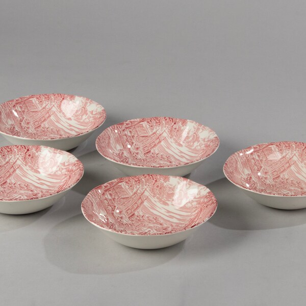 Set of 5 Ceramic Cereal / Fruit Bowls - Furnivals - Dickens Series