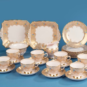 21-teiliges Tee- und Kuchenset - toskanisches Art Deco