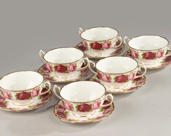 Set of 6 Soup bowls - Royal Albert - Old English Rose