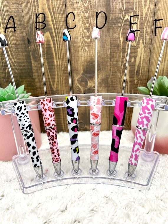 NEW Printed Colors Cow Beadable Pens, DIY Plastic Blank Bead Pens, Use Bubblegum Beads to Customize! Note Taking, Journal writing, Gifts,