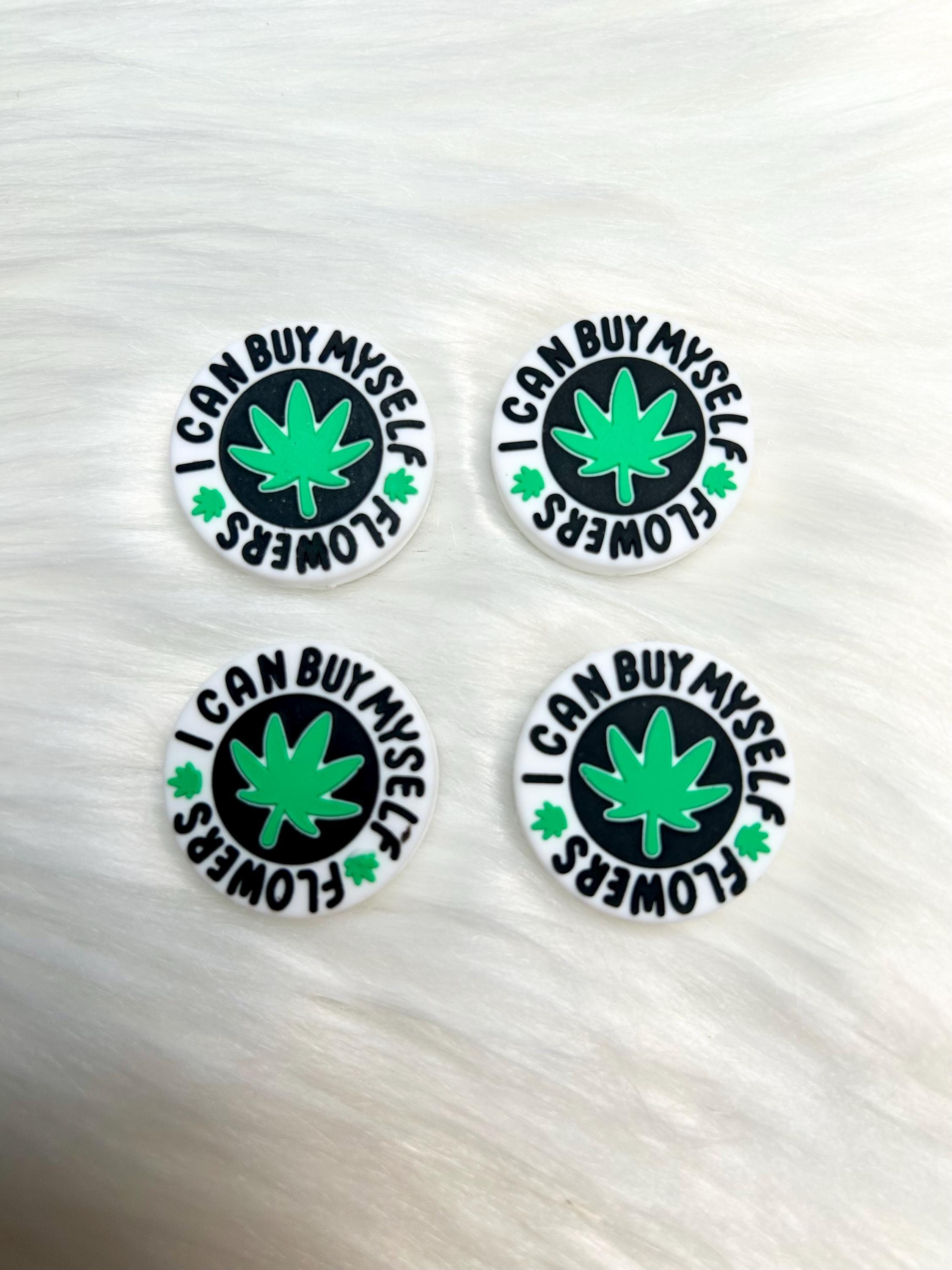 2 pack I can Buy Myself Flowers 420 Weed Focal Bead, Beaded Pen, Beaded Bracelet, Beaded Makeup Brushes, Pen Bar, Bright Rainbow Color