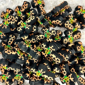 2 pack Brown Leopard Cross focal bead* cartoon character * animal beads * loose sllicone beads * beads for keychains * beads * wristlets