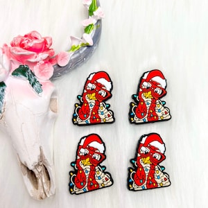 2 pack Rooster Santa focal bead*cartoon movie character * animal beads * Santa Clause * beads North Pole * wristlets for Christmas gifts