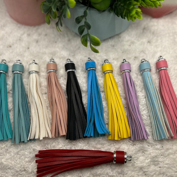 New PU 4 inch Leather PU Leather Keychain Tassel, Fringe Accessories,  Handbag Tassel, Keychain Tassel, PU Tassel Bag Charm Decoration