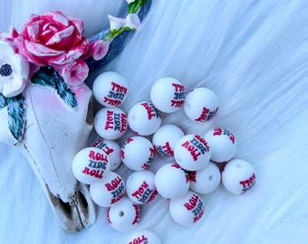 5 pack Exclusive Sports Football,  beads for wristlet, beads for beaded pens, Tide Roll bead,Red White bead, keychain, RTR