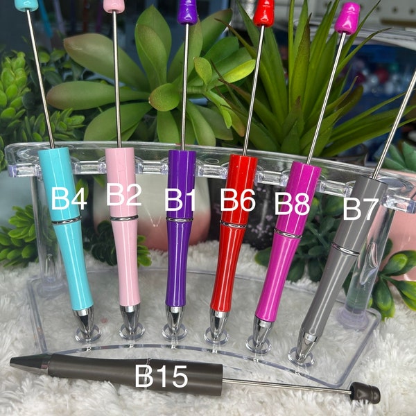 Most Popular Slick finish Beadable Pens, DIY Plastic Blank Beadable , Bubblegum Beads to Customize! Note Taking, Journal writing, Gifts,