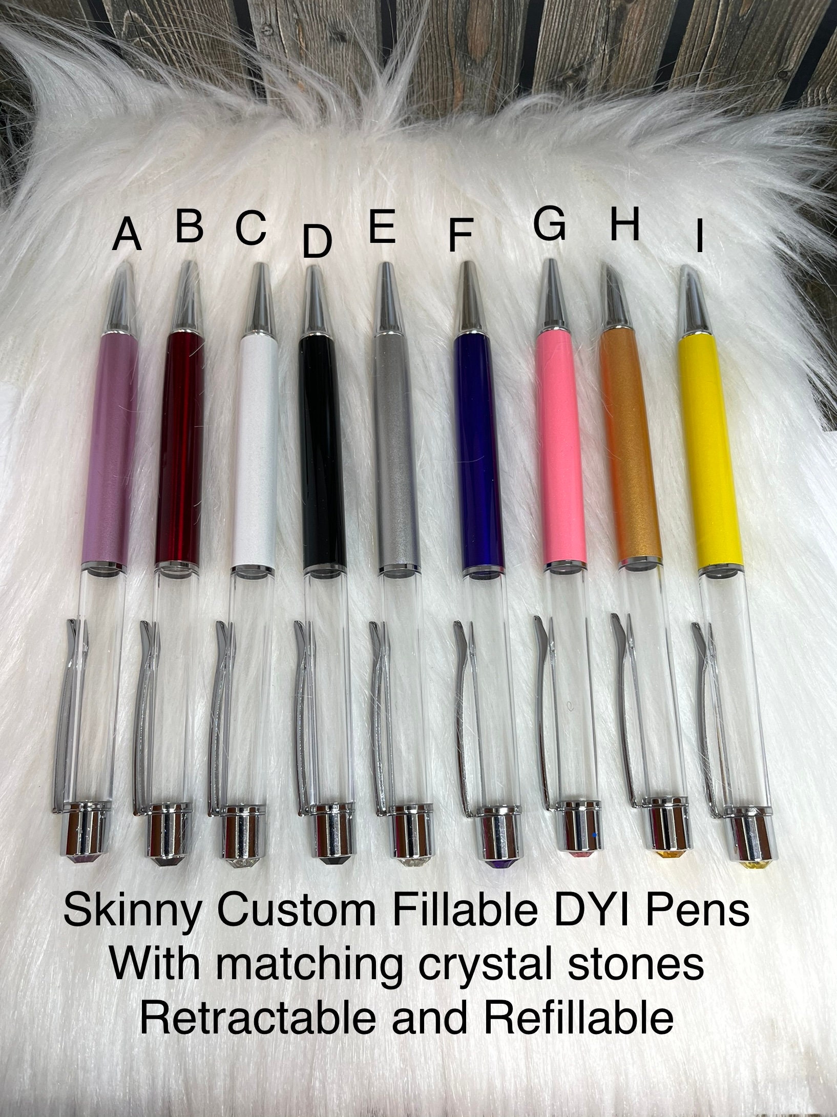 DYI Skinny sliver fillable pens Ink pens Big Barrel DYI Etsy