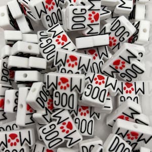 2 pack Dog Mom * focal beads * cartoon character * animal bead * loose sllicone beads * beads for keychains * beads * wristlets for pen