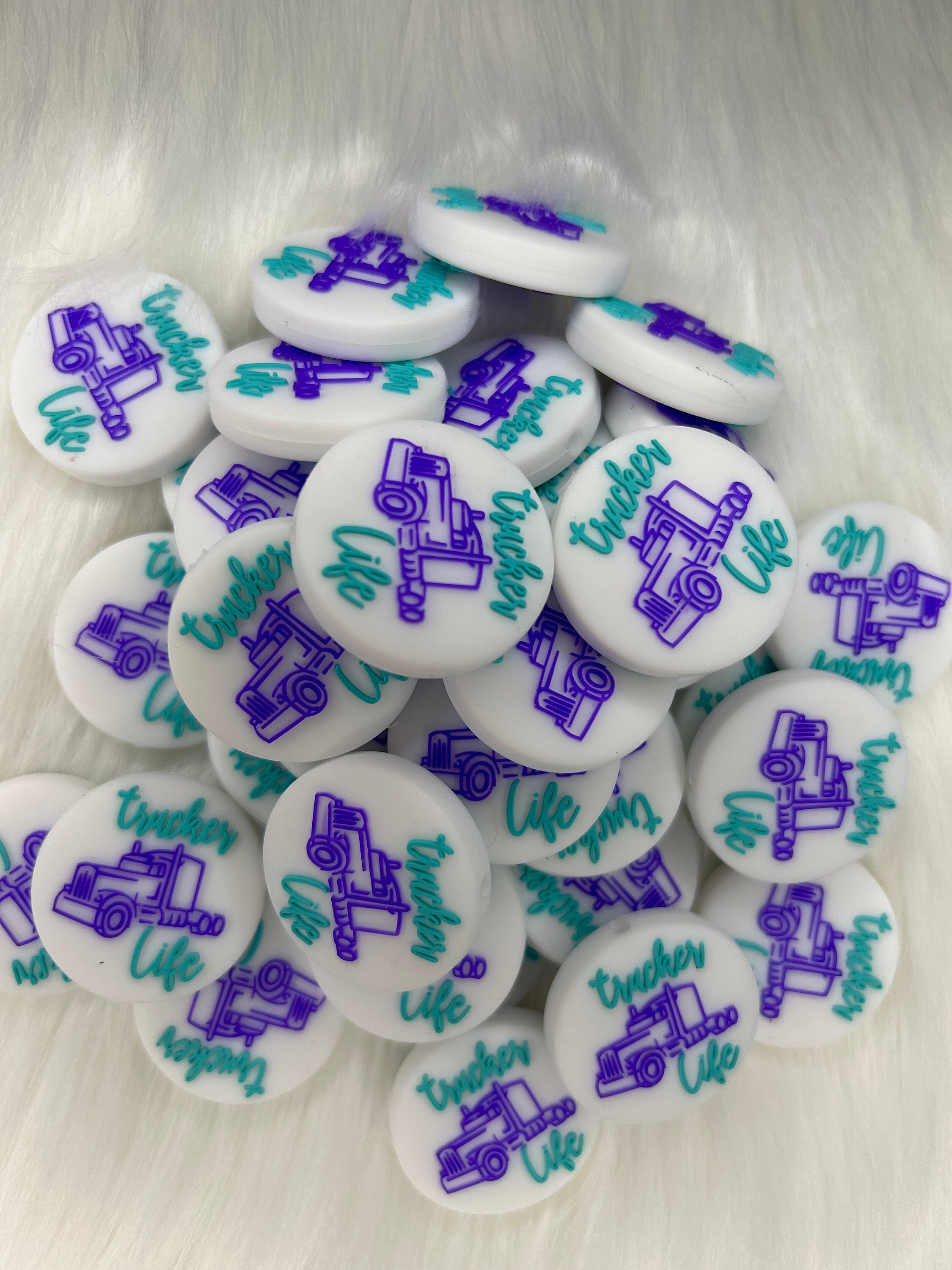 2 pack Trucker Life focal bead *On the road * animal bead * loose sllicone beads * beads for keychains * gift wristlet * Valentine Day gifts