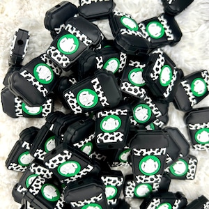 2 pack White Green Coffee Cup focal bead* cartoon * leopard print * loose sllicone beads * beads for keychains * beads * wristlets