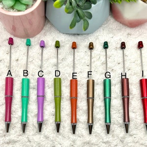 New!!!! Pens with Sparkle Beadable Pens, DIY Plastic Blank Bead Pens (10 Colors to choose from), Use Bubblegum Beads to Customize!
