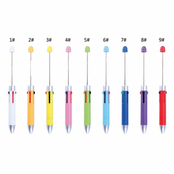 Beadable Multicolor Clicker Pens Multi Ink Pens Multi Pen Retractable pen DIY Ideas for Gift Ideas Teacher Nurse Student Multiple Ink