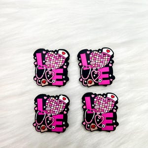 2 pack Love Nurse Stethoscope Focal* cartoon character * animal beads * loose silicone beads * beads for keychain* wristlets * Car Charms