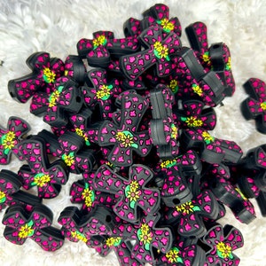 2 pack Hot Pink Leopard Cross focal bead* cartoon character * animal beads * loose sllicone beads * beads for keychains * beads * wristlets