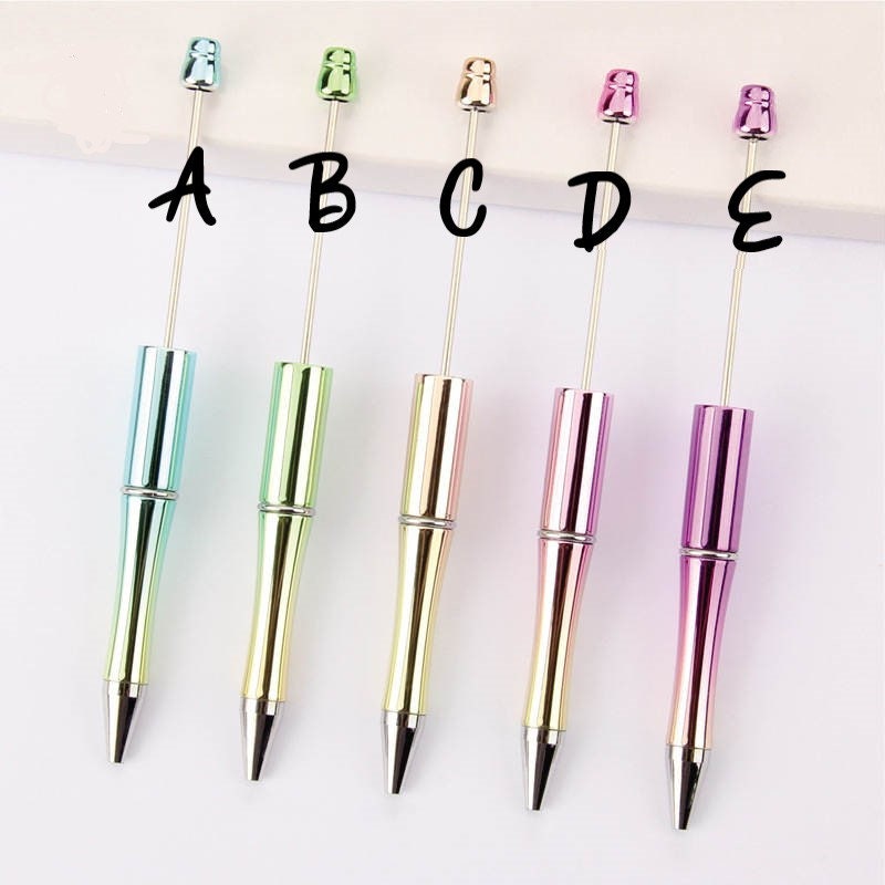 Ombre Colors and Metallic solid Pens, DIY Plastic Blank Beadable , Bubblegum Beads to Customize! Note Taking, Journal writing, Gifts,