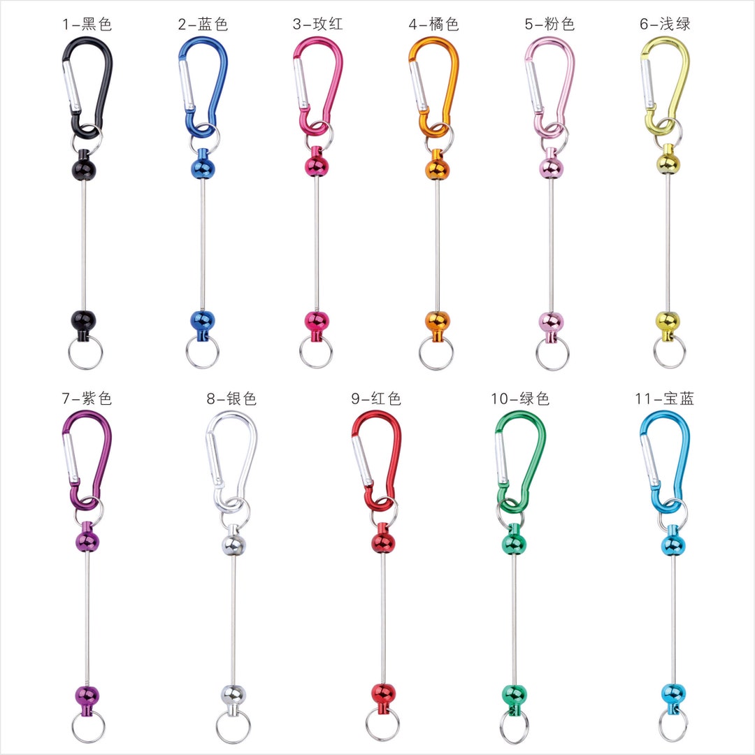 New Beadable Keychains Bright Colors, DIY Metal Blank Beadable ...