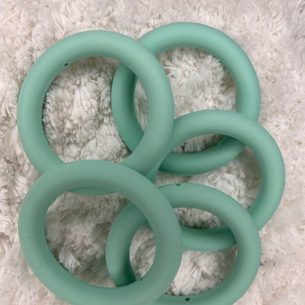 Mint 65mm Silicone Ring, beadable O rings, Round Silicone Loop with 2 hole, DIY Charm Hanging Ornament, Round circle donut ring, silicone