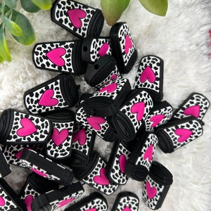 Leopard pink heart cup focal bead* cartoon character * animal beads * loose sllicone beads * beads for keychains * beads * wristlets for pen