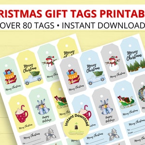 Merry Christmas Gift Tags Printable, Happy Holidays Printable Gift Tags, Printable Gift Tag Bundle, DIY Merry Xmas Tags Printable