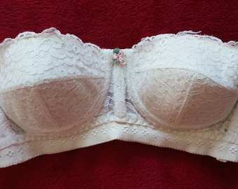 Vintage Penny's Adonna Strapless Bra 34A - Encaje - Década de 1960