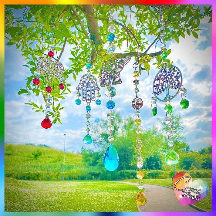 Crystal Suncatcher Heart Medium Feng Shui Rainbow Etsy