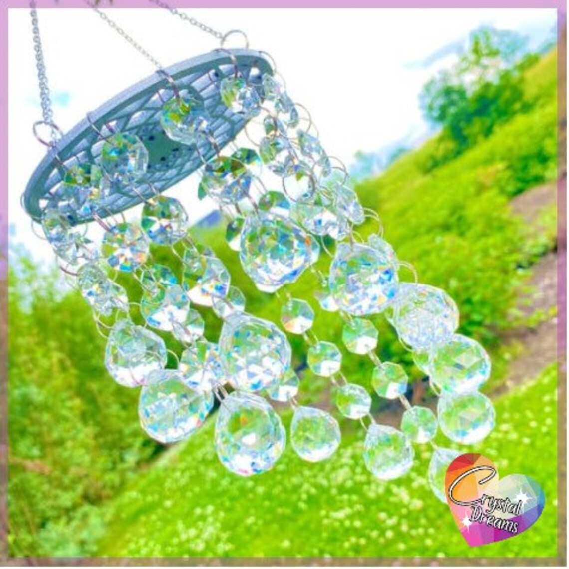 Crystal Suncatcher Heart Medium Feng Shui Rainbow Etsy